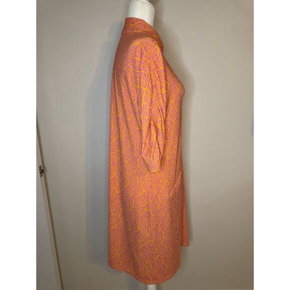 Ibkul Ruched Elbow Sleeve Dress Sally Orange Peel / Hot Pink Size XL NWT - Picture 6 of 11